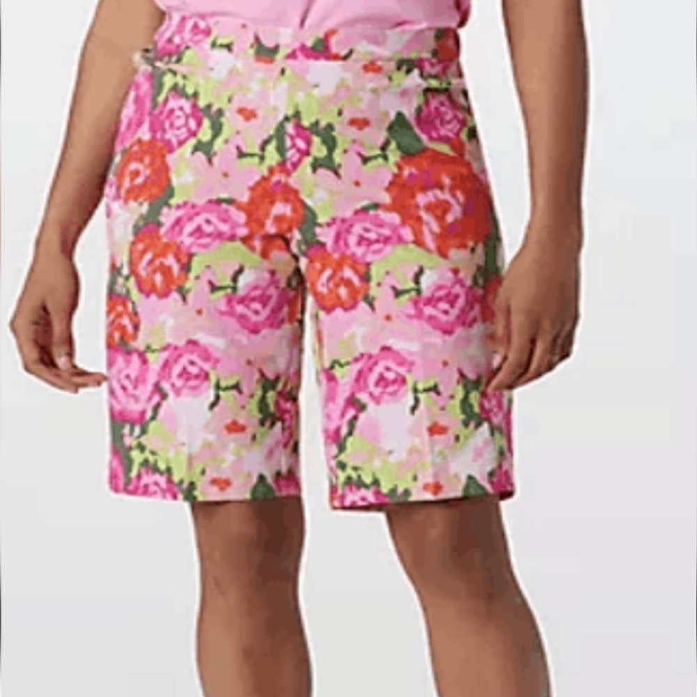 Isaac Mizrahi Live Floral Pull-On Shorts Size 10P NWOT